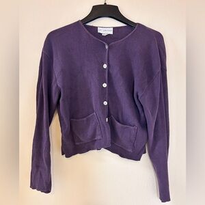 Jay Jacobs Women's Size Medium Cotton Purple Long Sleeved Button Up Cardigan